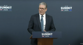 Keir Starmer giving his speech at the EU summit this afternoon